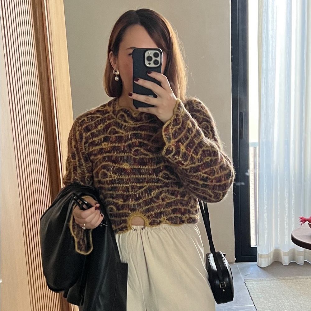 SEA New York Cropped Multicolor Mohair Sweater